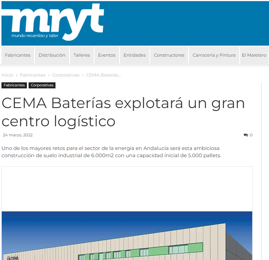 MRyT nuevas instalaciones cema baterías