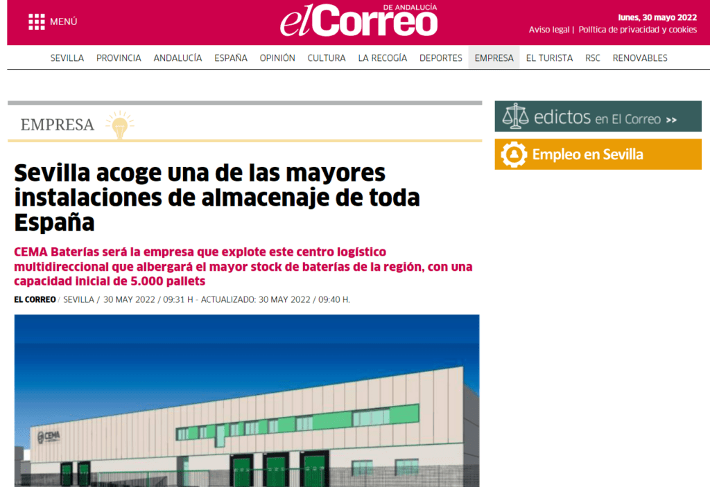el correo de andalucia publica nuevas instalaciones cema baterías