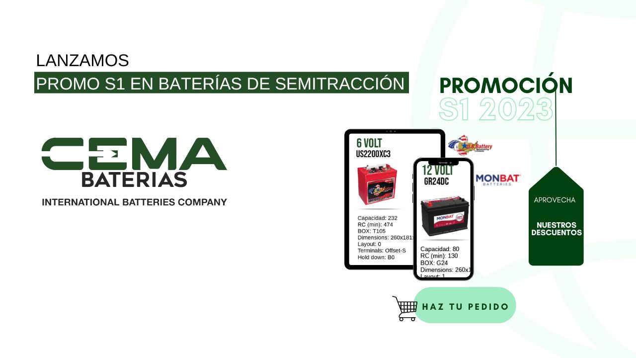 promoción S1 en baterías de semitracción Monbat y baterías US Battery