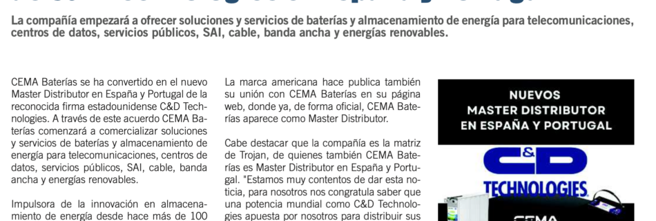 CEMA Baterías, protagonista, en el número 587 de la revista Movicarga