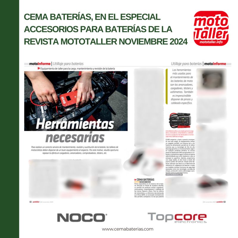 CEMA Baterías, en el especial Accesorios para Baterías de Mototaller
