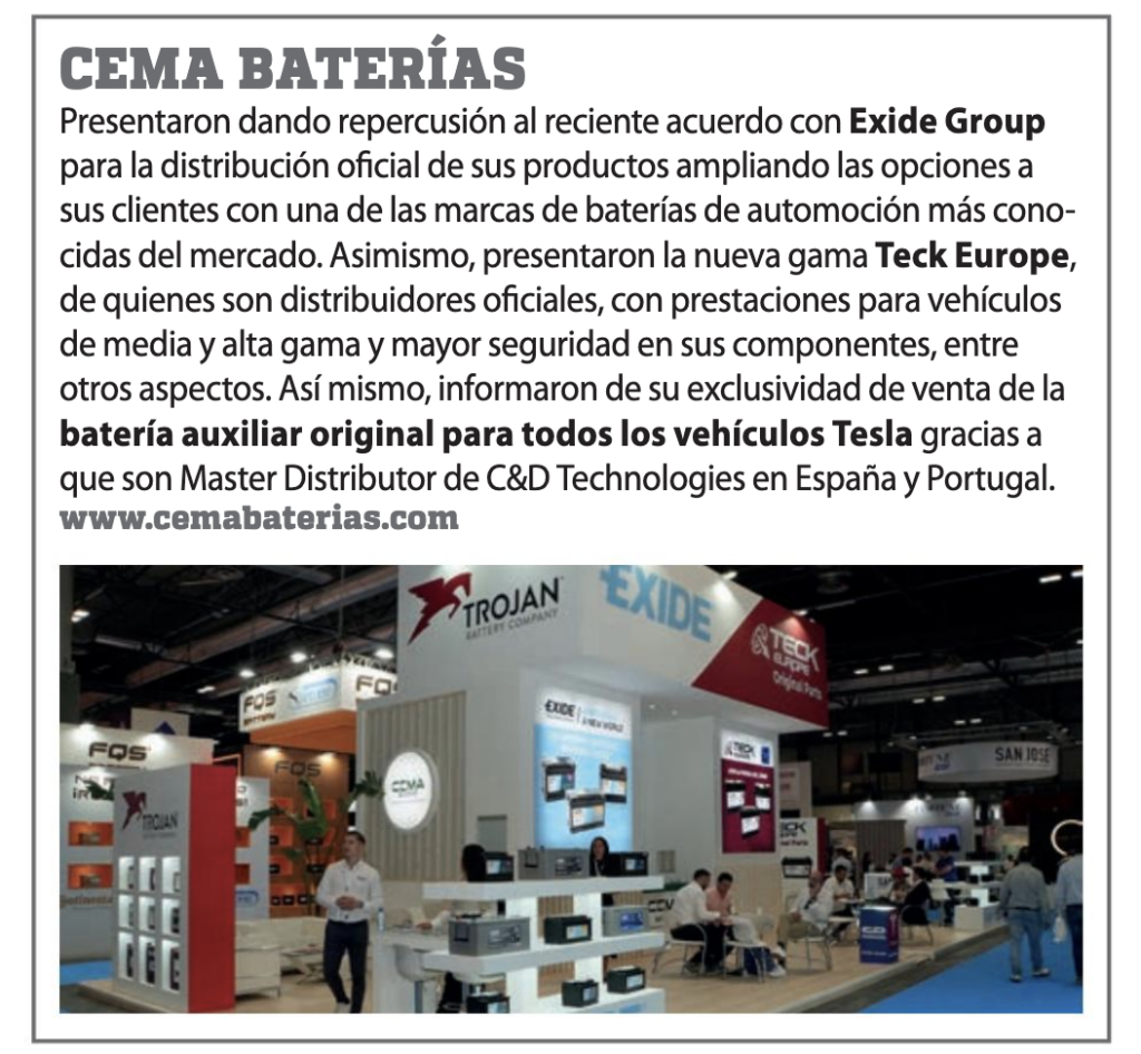 cema baterias, especial motortec de la revista mryt