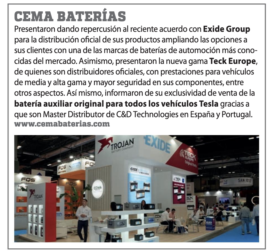cema baterias, especial motortec de la revista mryt