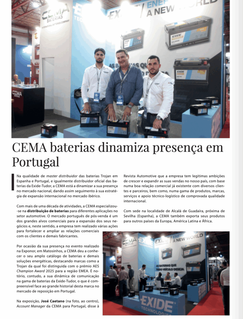 cema baterías, en Expomécanica 2026 Portugal
